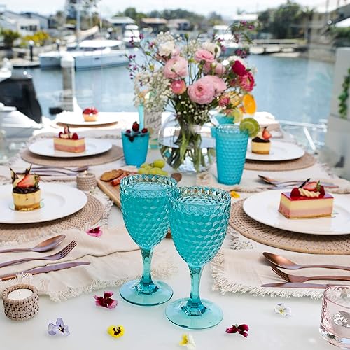 Miniatura 3 de BELLAFORTE Laguna Beach - Vaso de vino azul + vaso alto, color rosa, inastillable, de Tritan para lavavajillas, sin BPA