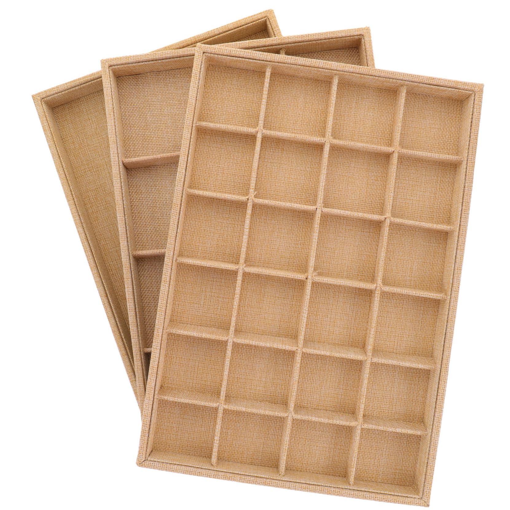 Alipis Organizador De Joyas Bandeja 3 Piezas Lino, Caja Organizadora Para Collares, Anillos y Pendientes, Portátil y Funcional Para Mujeres, Adecuado Para Almacenamiento y Exhibición Hogar