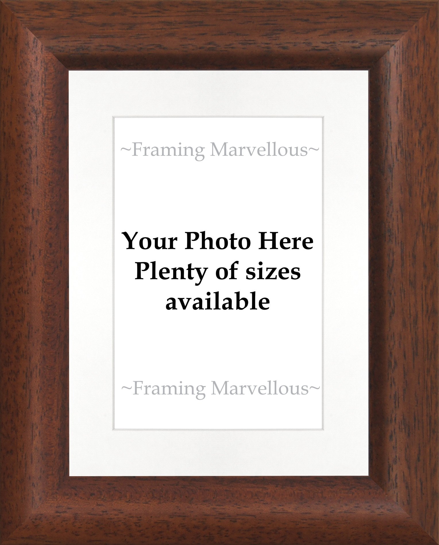Framing Marvellous Dark Wood Finish Photo Picture Frame - (6x4” pic (7x5” glass) STRUT & WALL, WHITE MOUNT)