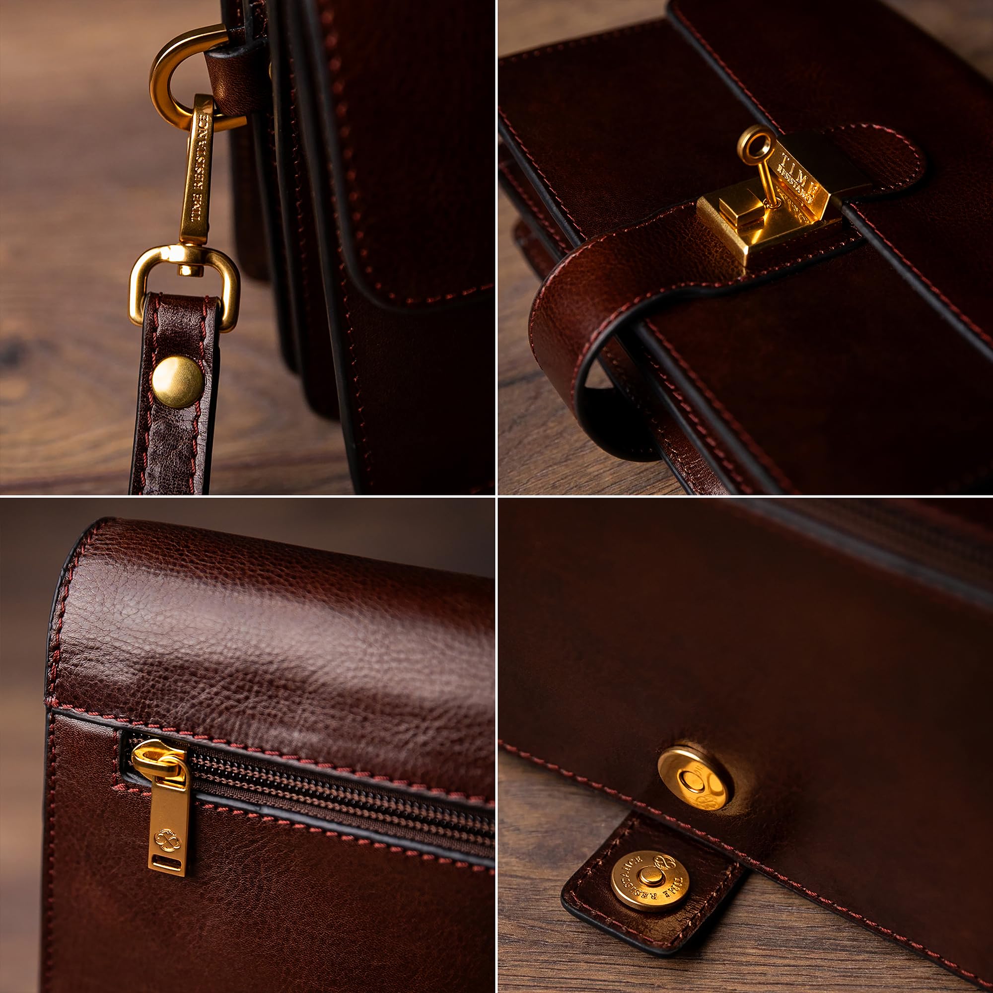 Time Resistance Pochette in pelle Borsa piccola da uomo - Borsa da polso da uomo