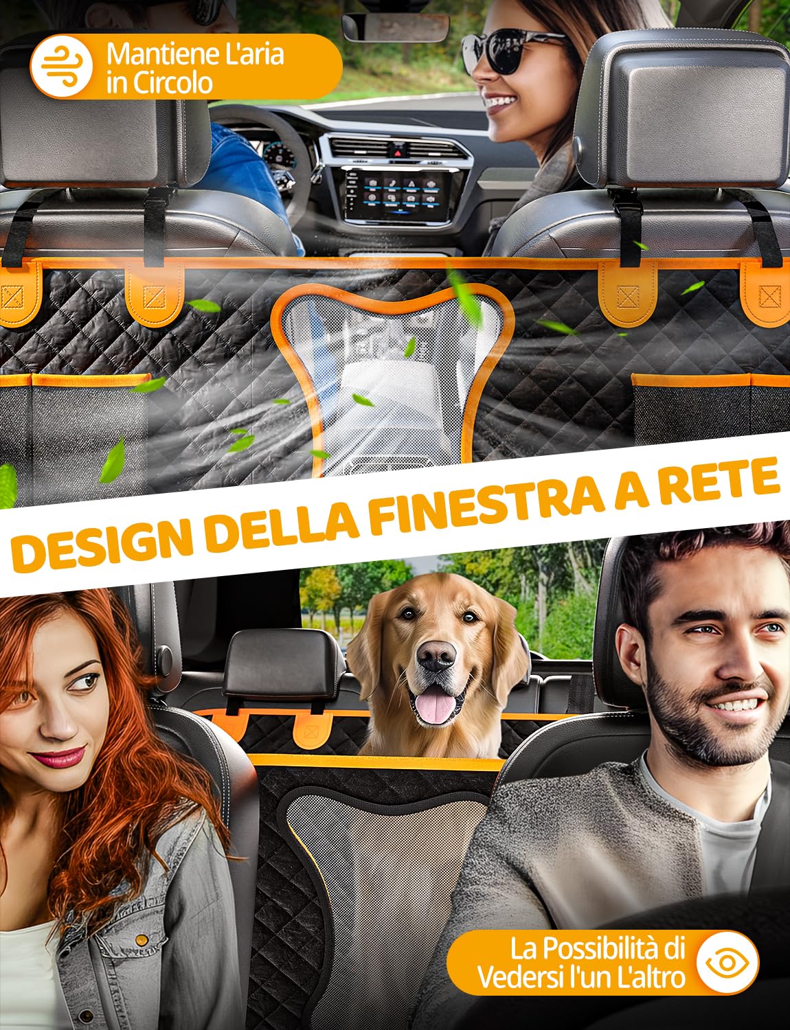 DZKKIUR 4-in-1 Coprisedile Auto per Cani posteriore Coprisedili Auto Cani Posteriori Copertura Sedili Impermeabile, Antigraffio e Antiscivolo, Adatto a Molti Modelli di Auto (153x213cm)