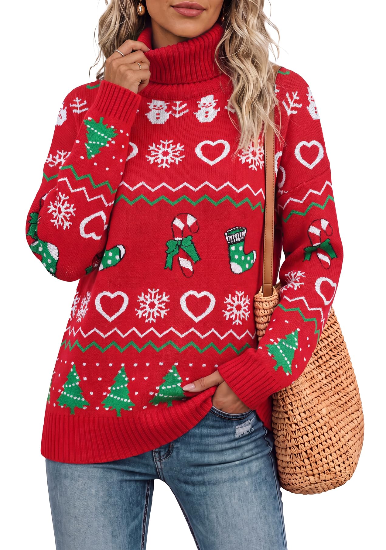 Jouica Women 2026 Fall Turtleneck Chunky Oversized Tunic Sweaters Pullover
