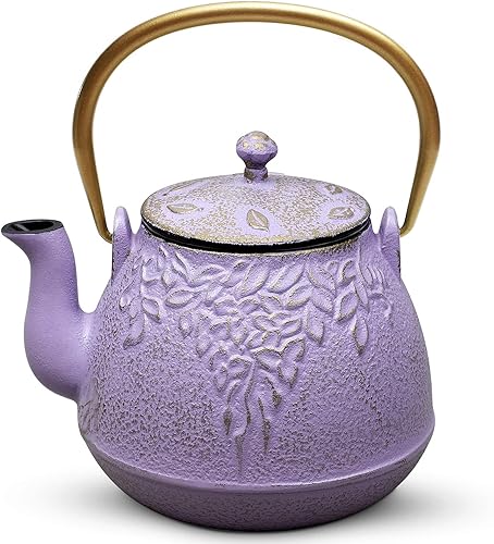 Miniatura 40 de Toptier - Tetera japonesa de hierro fundido con infusor de té de acero inoxidable. Juego de tetera de hierro fundido duradero, diseño retro Tea