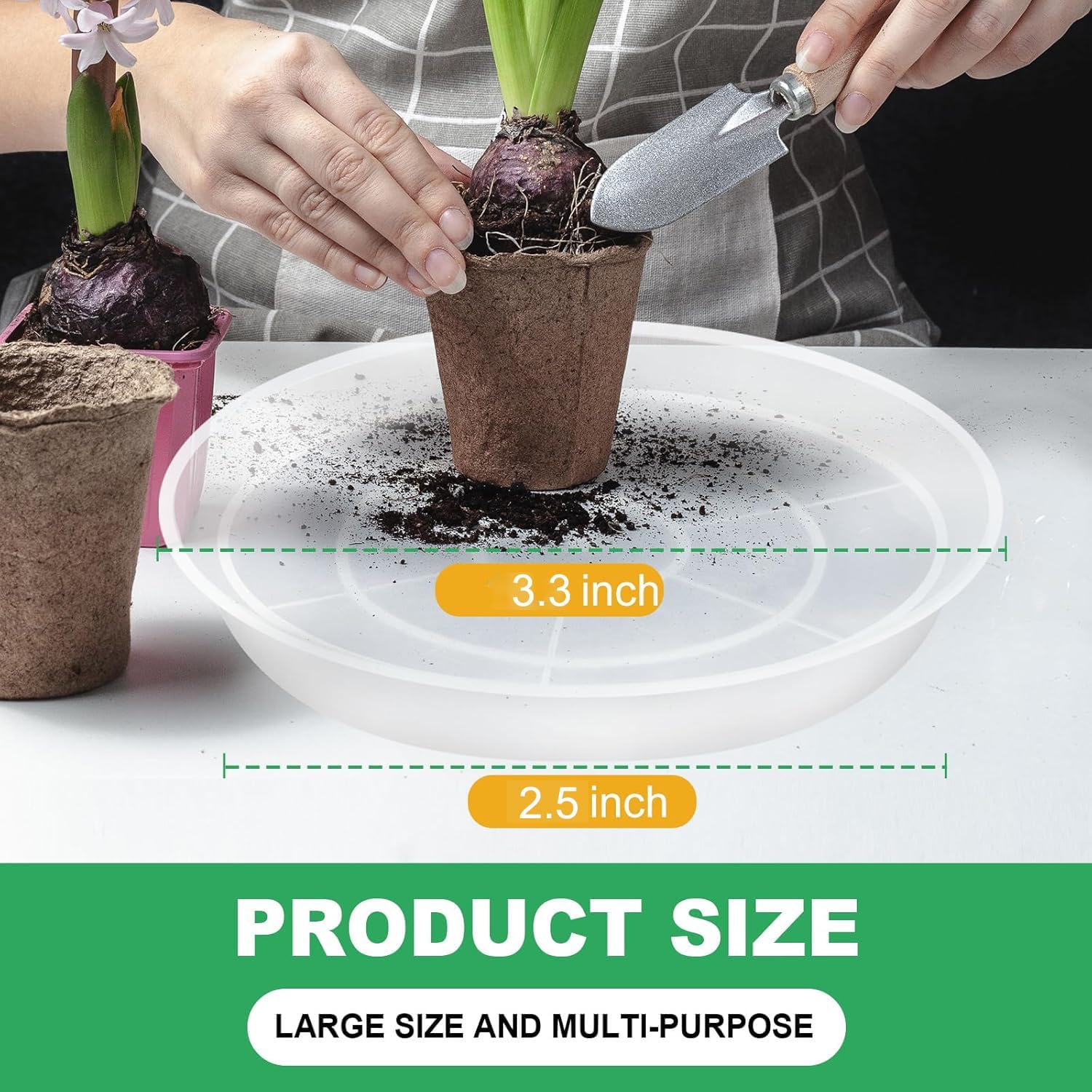 3 4 6 8 10 12 14 Inch Plant Saucer Pot Tray, 6 Pack Clear Plant Saucers for Indoors and Outdoors, Large Plastic Dish Suacer Water Drip Tray for Potted Plants Flowers (3 Inches)