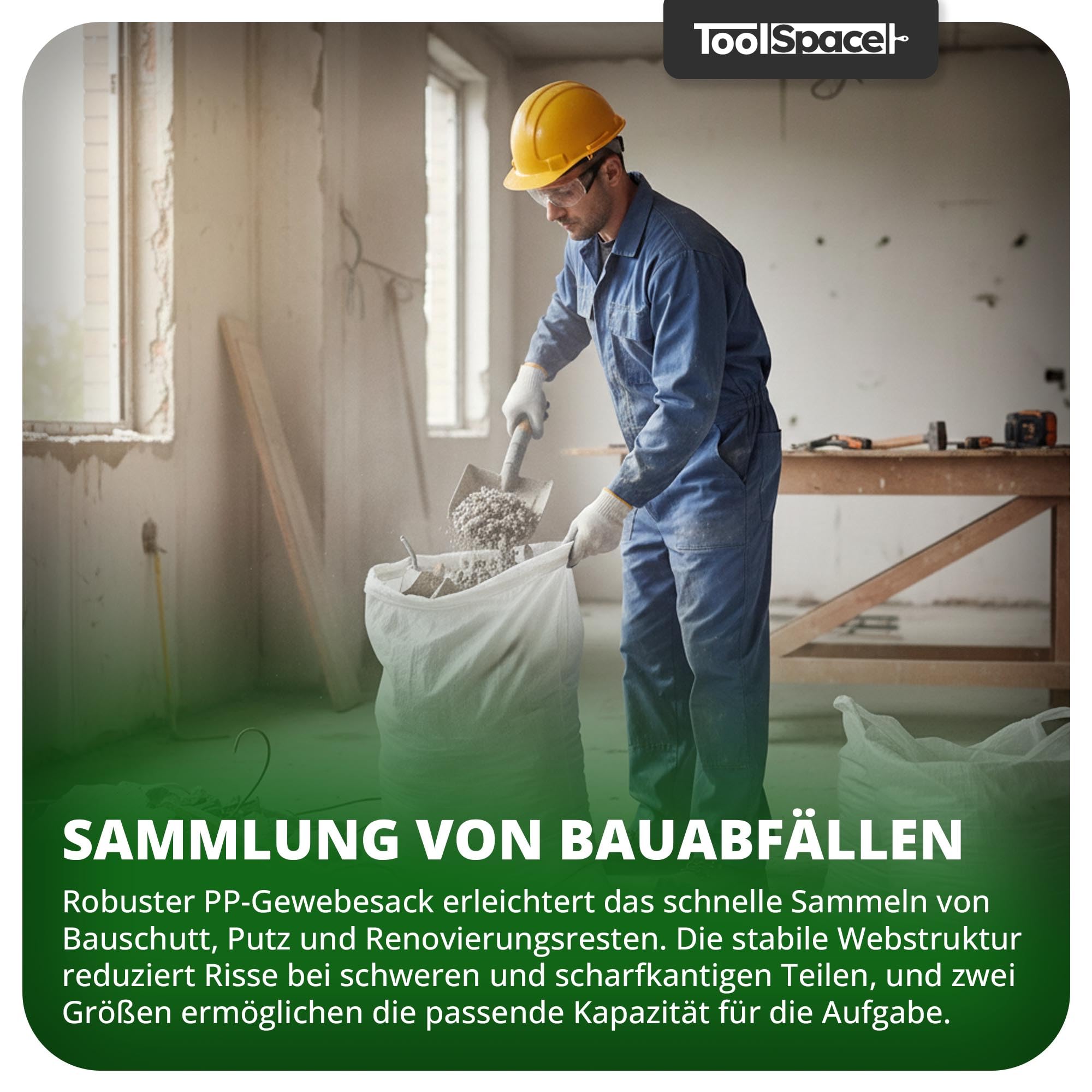 ToolSpace Gewebesack Bauschuttsäcke 20x Getreidesäcke 50kg Säcke 105x65 cm aus robustem Polypropylen Ideal als Sandsäcke Schwergutsäcke Abfallsäcke PP-Gewebesäcke als Kohlensack reißfest Transportsack