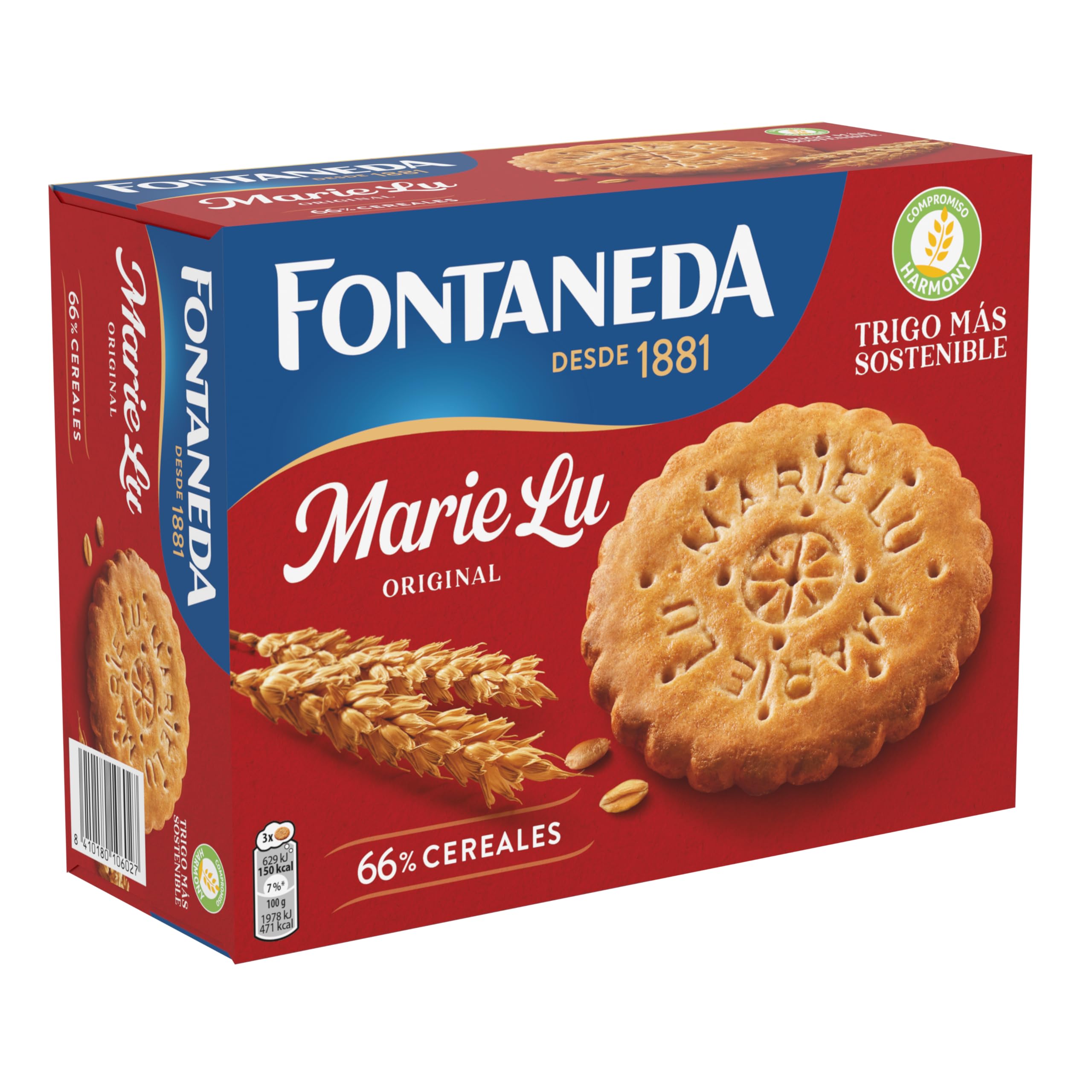 Fontaneda MarieLu Galletas Originales, 60% cereales, Deliciosa fuente de fibra, 550 g