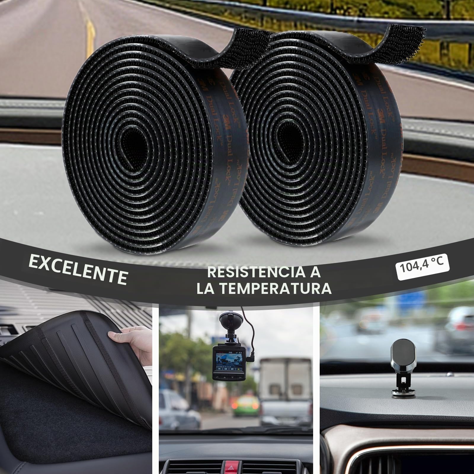 3M Dual Lock SJ3550 Cinta Adhesiva de Doble Fina Extra Fuerte Resistente 25 mm x 1,2 m Color Negro 1 Rollos con Cierre Resellable con Forma de Hongo Entrelazado para Uso en Interiores y Exteriores