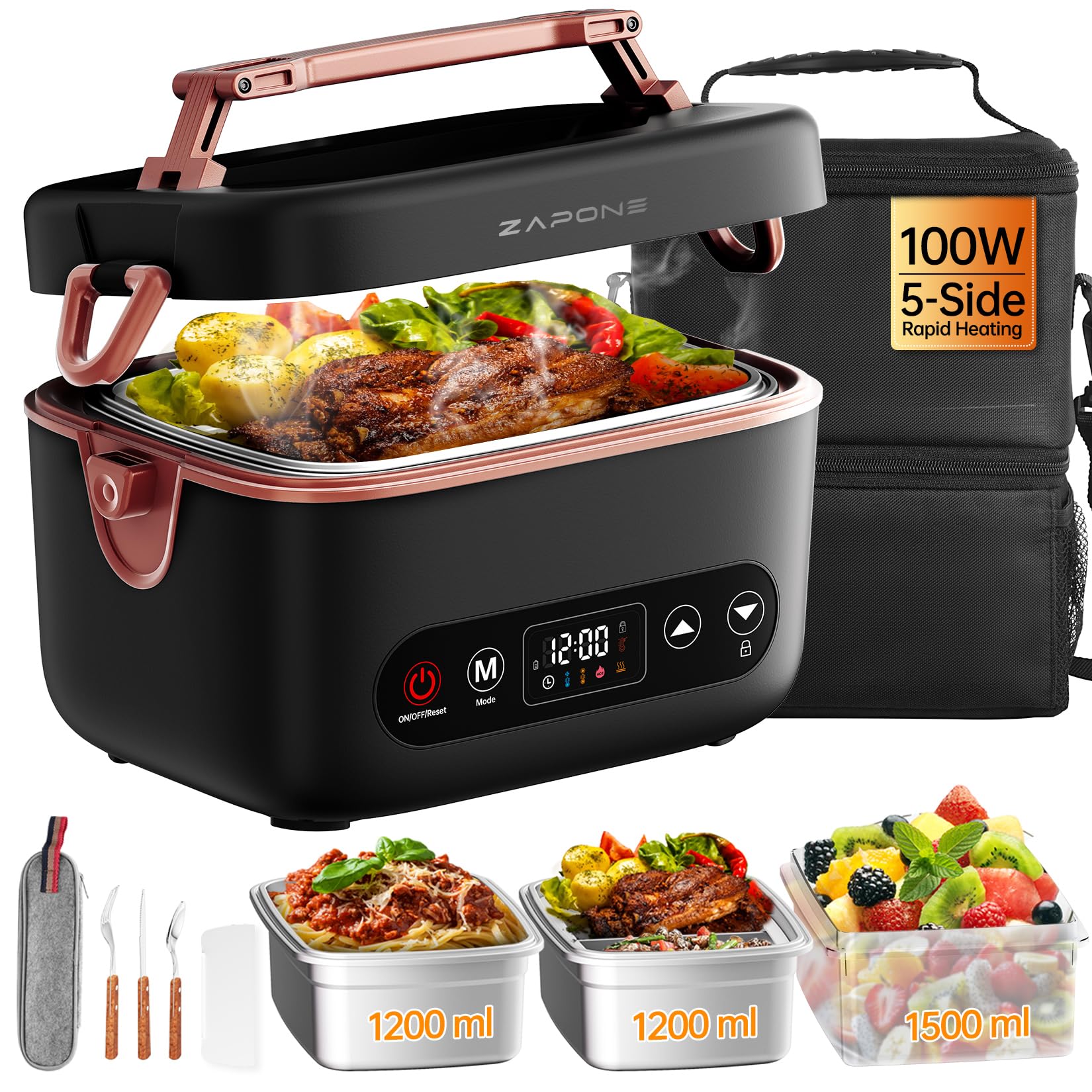 Amazon.com: Zapone 2X1.2L Cordless Electric Lunch Box For Adults