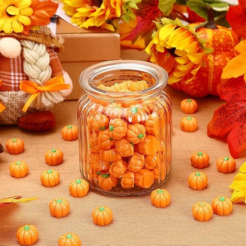 Miniatura 3 de JUNEBRUSHS 120 Piezas Calabazas Artificiales Mini, Calabaza de Resina de Cosecha de Otoño Acción de Gracias Calabazas Falsas Calabaza Pequeña de