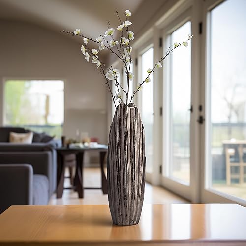 Miniatura 2 de Sagebrook Home Jarrón de metal Glam, acento decorativo de aluminio con diseño texturizado acanalado, decoración moderna para el hogar, oficina,