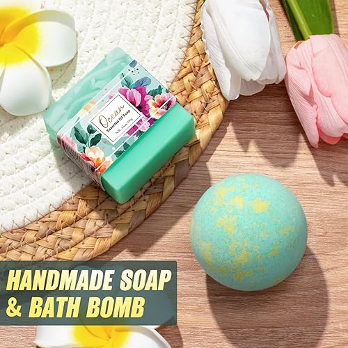 Miniatura 6 de Regalos de cumpleaños para mujeres, regalos de cuidado personal para recuperarse, caja de regalo de spa relajante en el océano, cesta con manta de