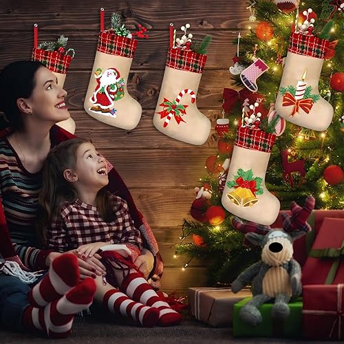 Miniatura 4 de Glimin 9 juegos de calcetines de arte de diamantes de Navidad 5D para bricolaje, calcetines de Navidad, muñeco de nieve, Papá Noel, árbol de