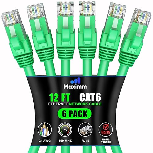 Miniatura 79 de Maximm Cable Ethernet Cat 6 de 30 pies (paquete de 6) – Cable LAN de alta velocidad, cable de Internet, cable de conexión y cable de red – UTP,