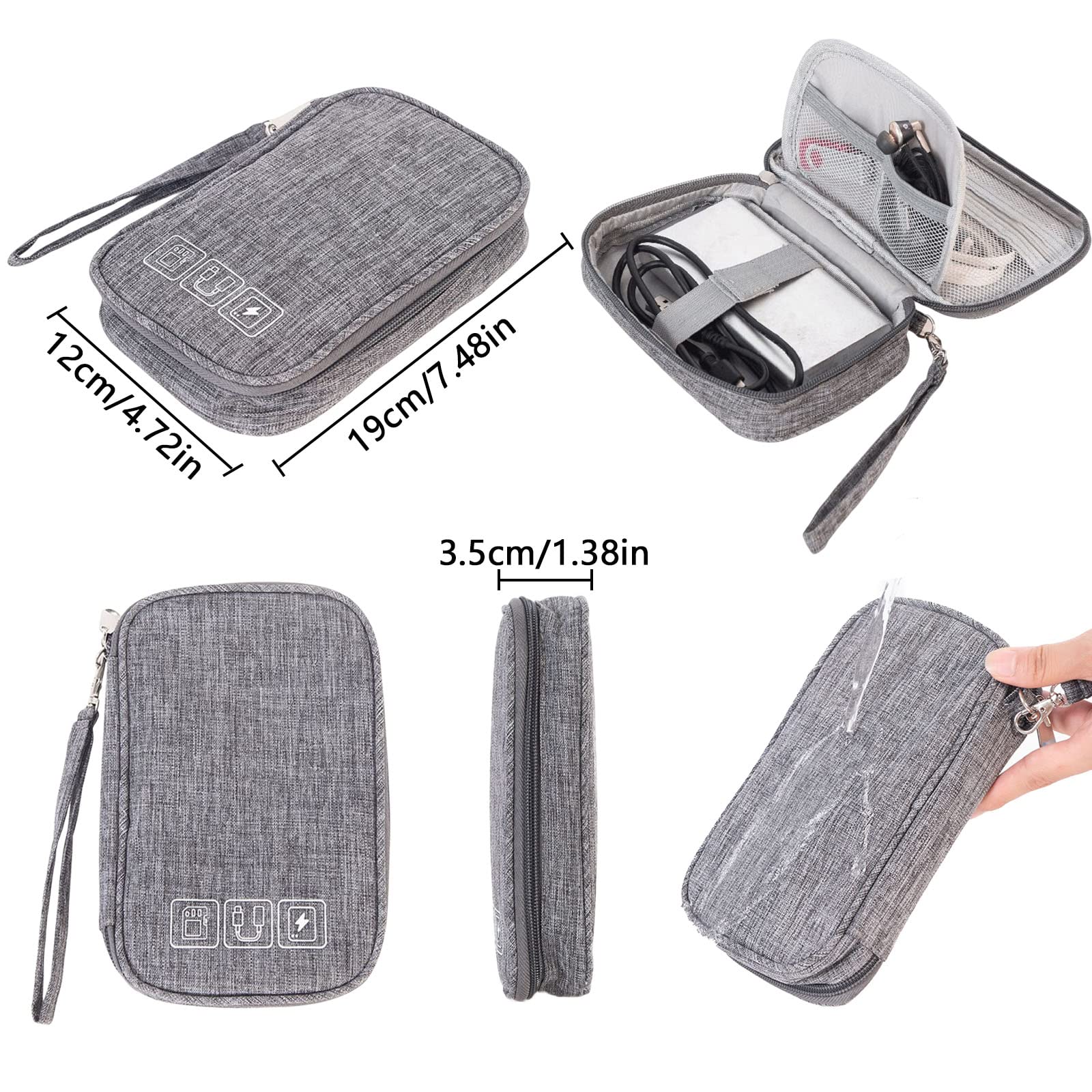 Organisateur De Câbles De Voyage - Pochette EVA Rigide 10x7 Cm, Fermeture éclair, Pour Chargeurs, Câbles USB, Cartes SD
