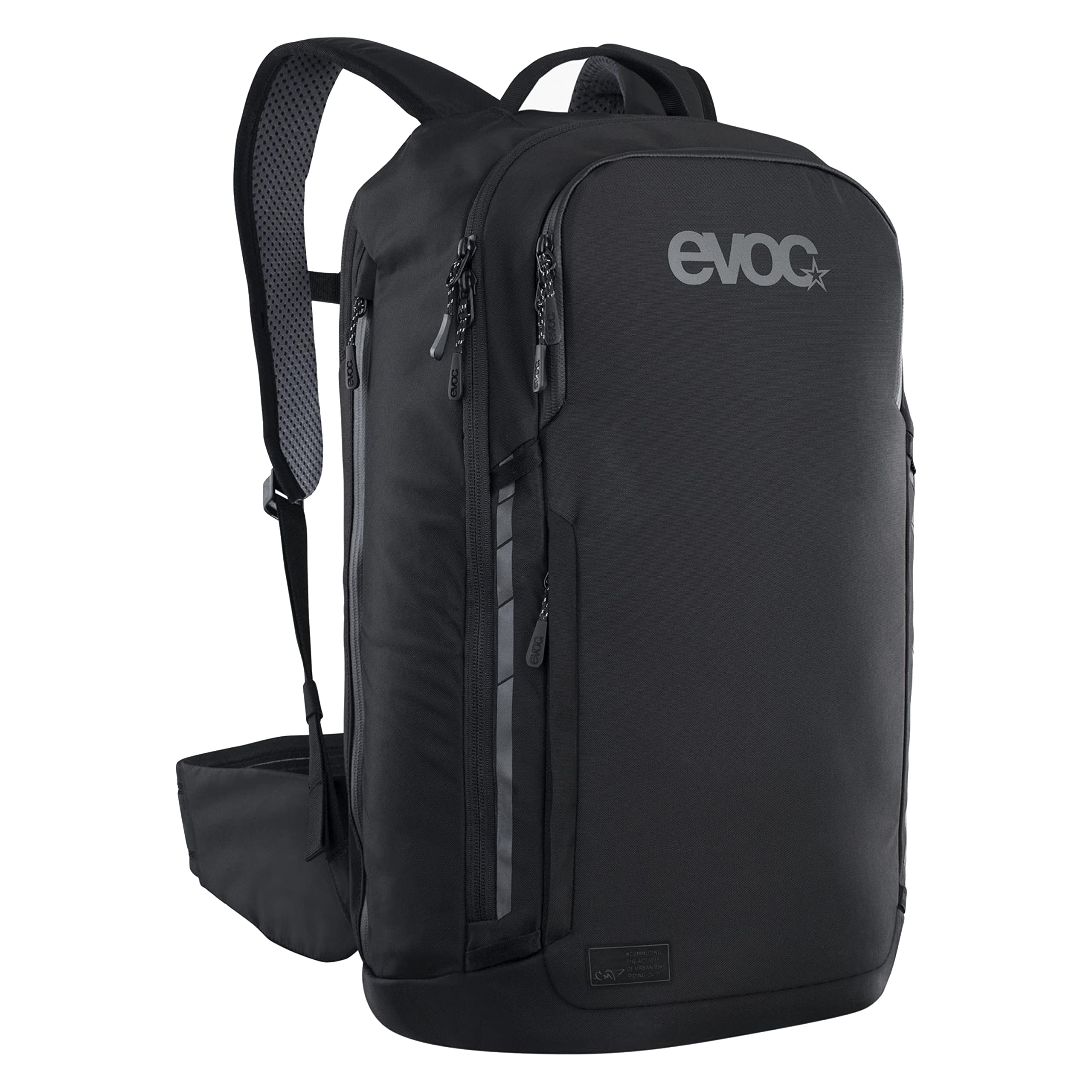 EVOC COMMUTE PRO 22 Rucksack (Fahrradrucksack, inkl. Rückenprotektor, recyceltes Polyester, Gewicht: 1,2 kg, Maße: 15 x 29 x 48 cm, Volumen: 22 l, Größe: S/M), Schwarz Fashion