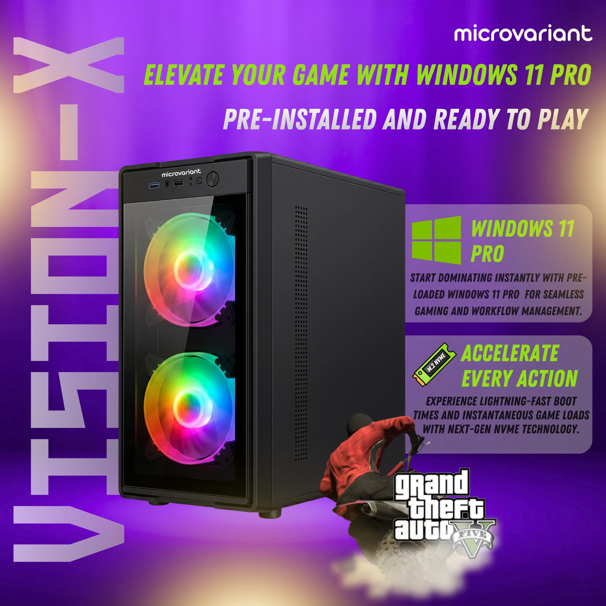 MICROVARIANT Vision-X Gaming PC | Core I7 6th Gen Processor | GT