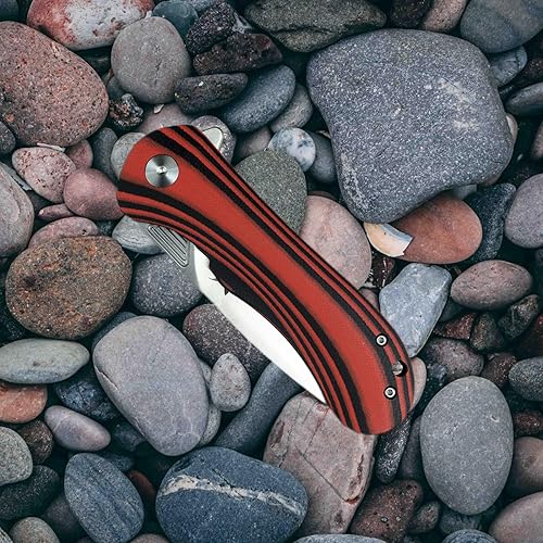 Miniatura 5 de HUAAO Cuchillo plegable de bolsillo para acampar de 8.3 pulgadas, cuchillo abierto asistido con aleta frontal, mango 8Cr13Mov Blade G10, cuchillo