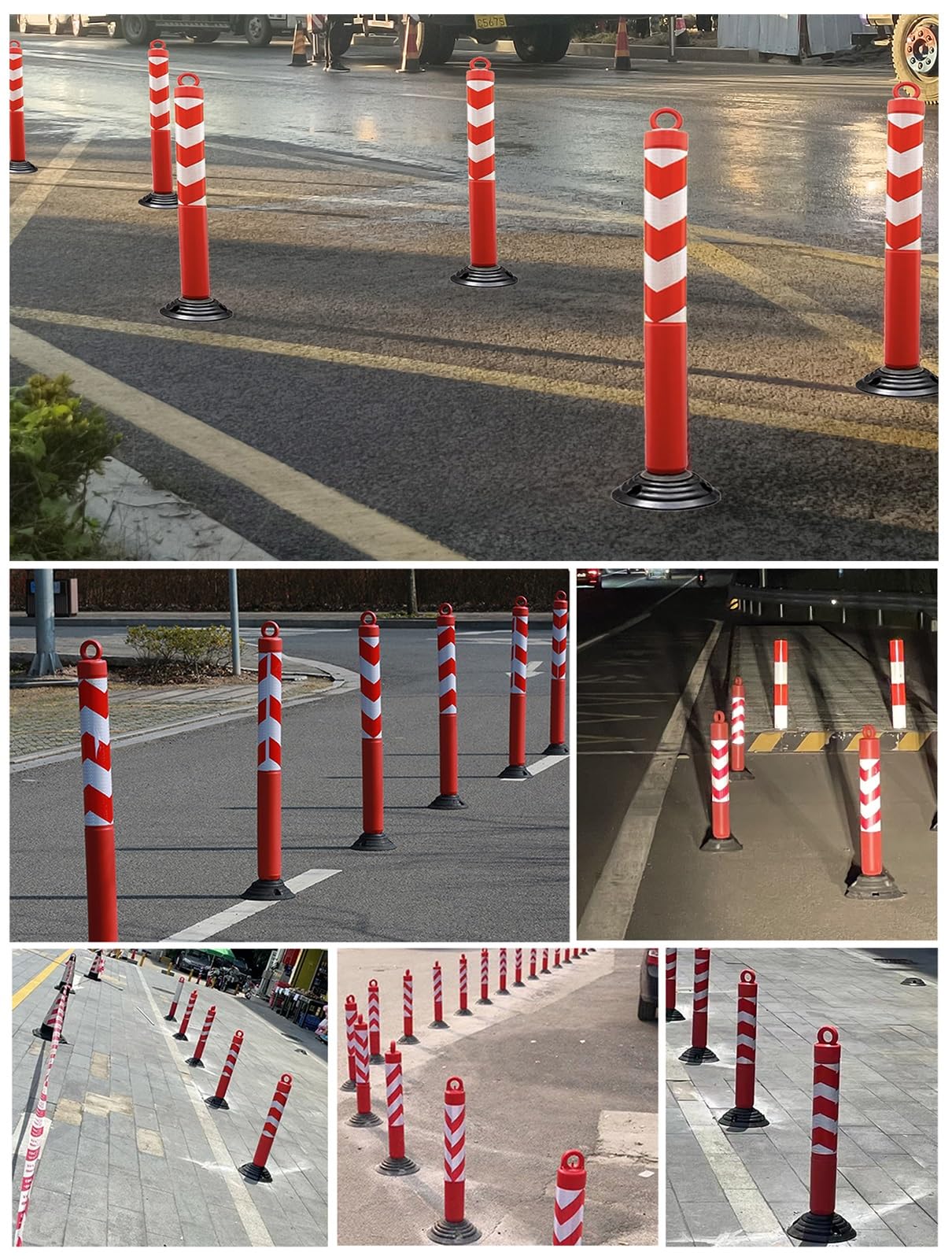 Pilona Bolardo Poste Poste de Barrera de Estacionamiento Flexible, Bolardo de Seguridad Desmontable, Poste Demarcador de Tráfico para Aceras y Entradas de Vehículos(H 80cm (31 1/2"))