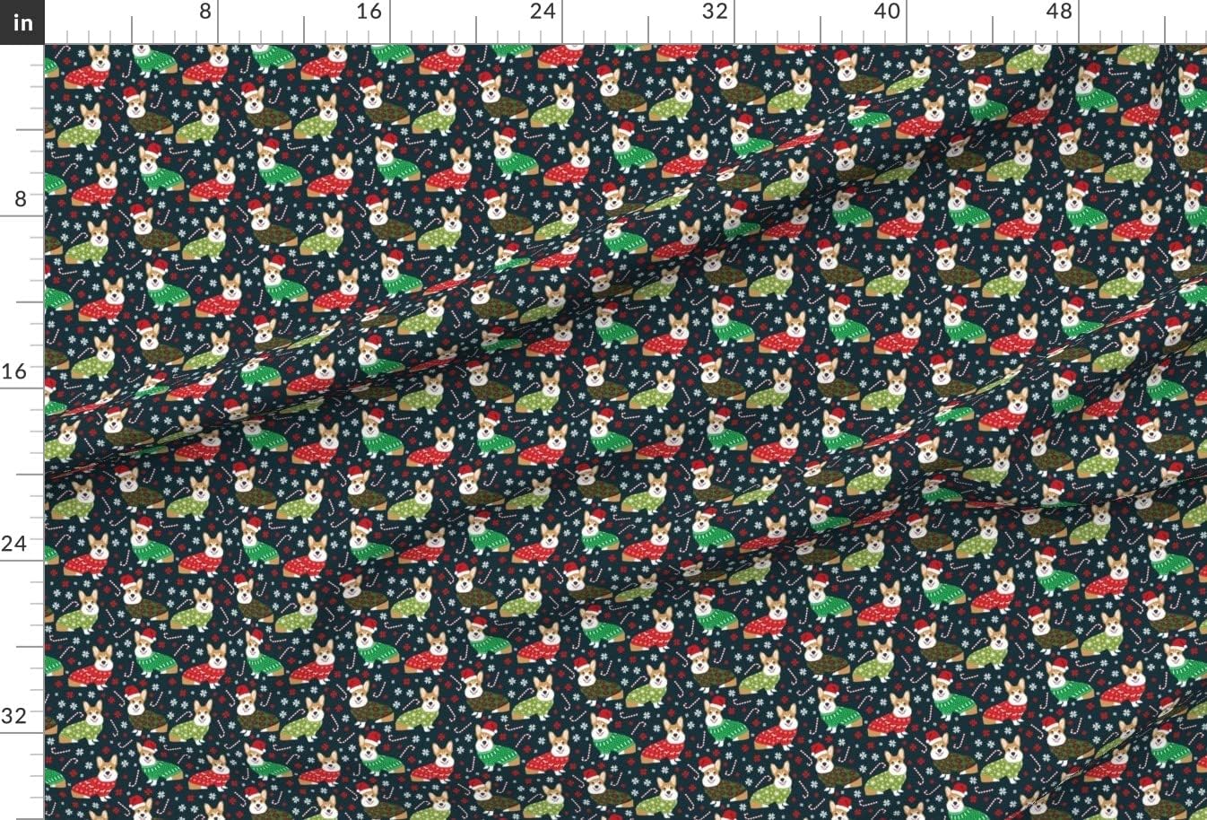 Spoonflower Fabric - Corgi Holiday Xmas Cute Christmas Corgis Sweater Cloth Pet Portrait Printed on Upholstery Velvet Fabric Fat Quarter - Upholstery Home Decor Bottomweight Apparel