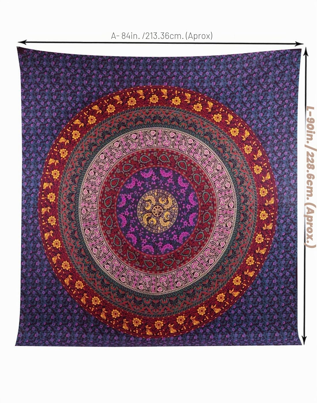 RAJRANG BRINGING RAJASTHAN TO YOU Tapiz Hippie - Tapices Grande Colgar en la Pared Mandala Bohemio Wall Hanging Tapestry - Azul - 228 x 213 cm