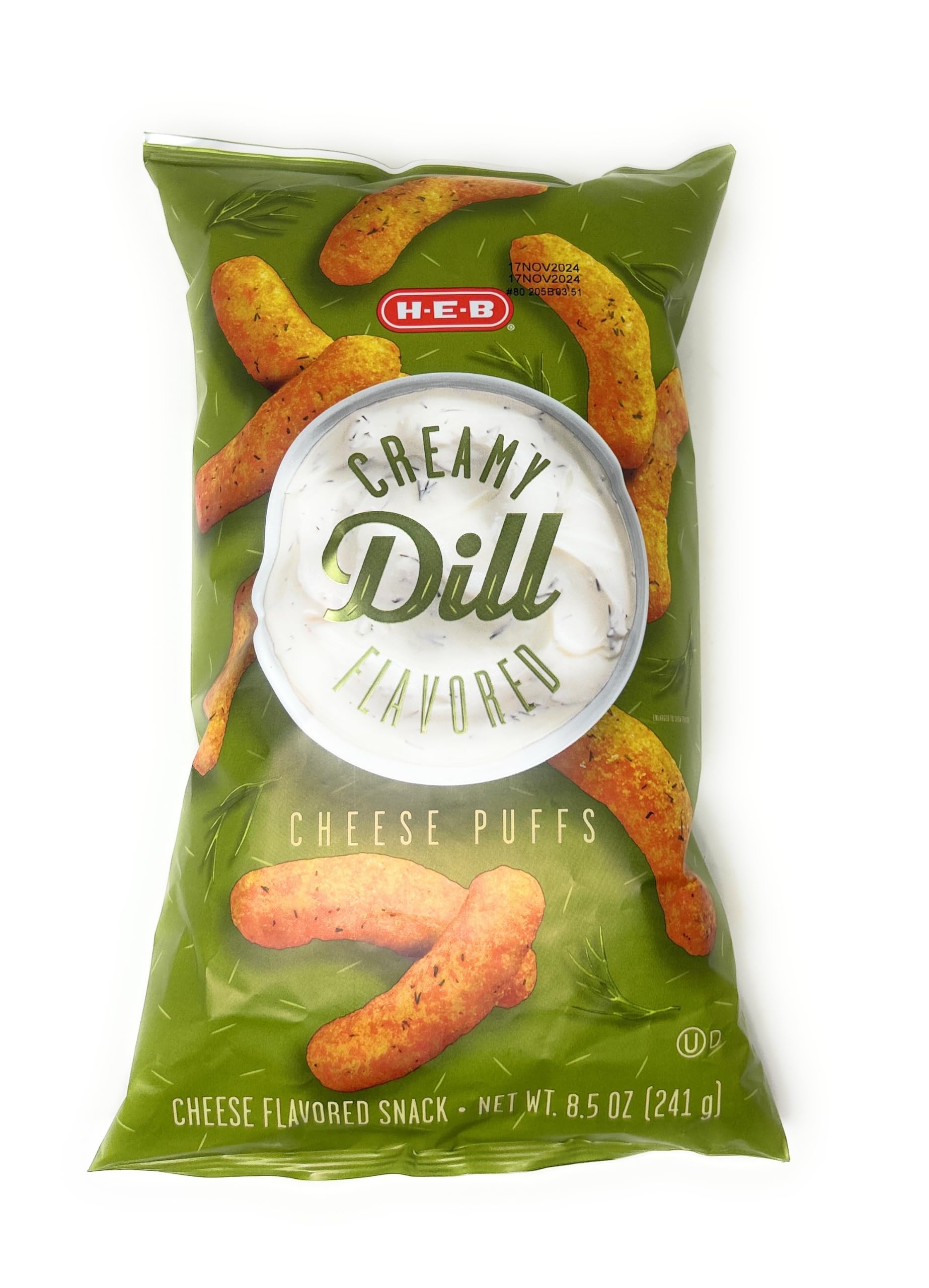 H‑E‑B Creamy Dill Pickle Flavored Cheese Puffs Chips 8.5oz - 1 bag