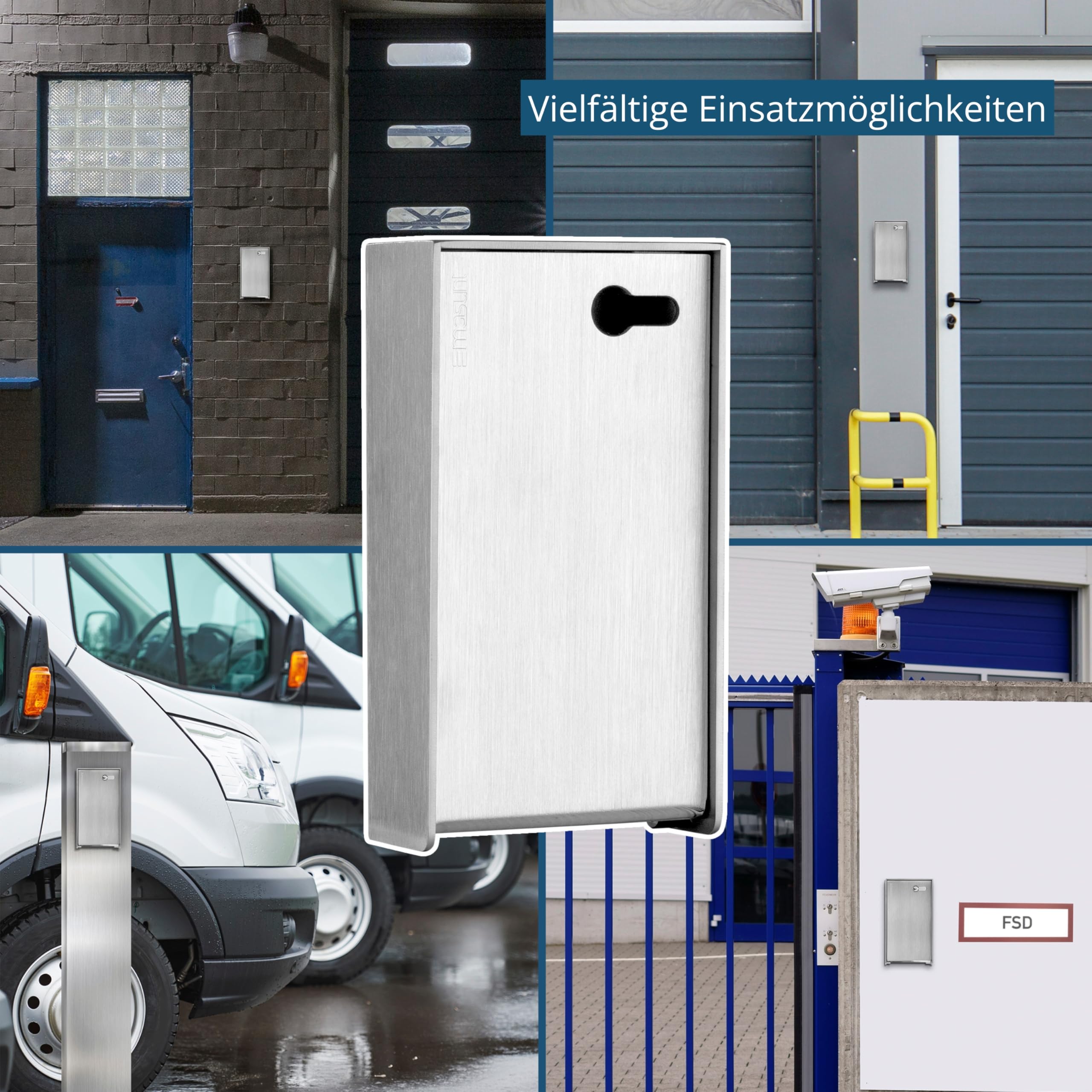 masunt Schlüsseldepot 243 XL vorgerichtet PHZ aus Edelstahl – Wetterfeste Schlüsselbox für Innen- & Außenbereich, für Profilhalbzylinder, Platz für DIN-A6-Dokumente & Lange Schlüssel