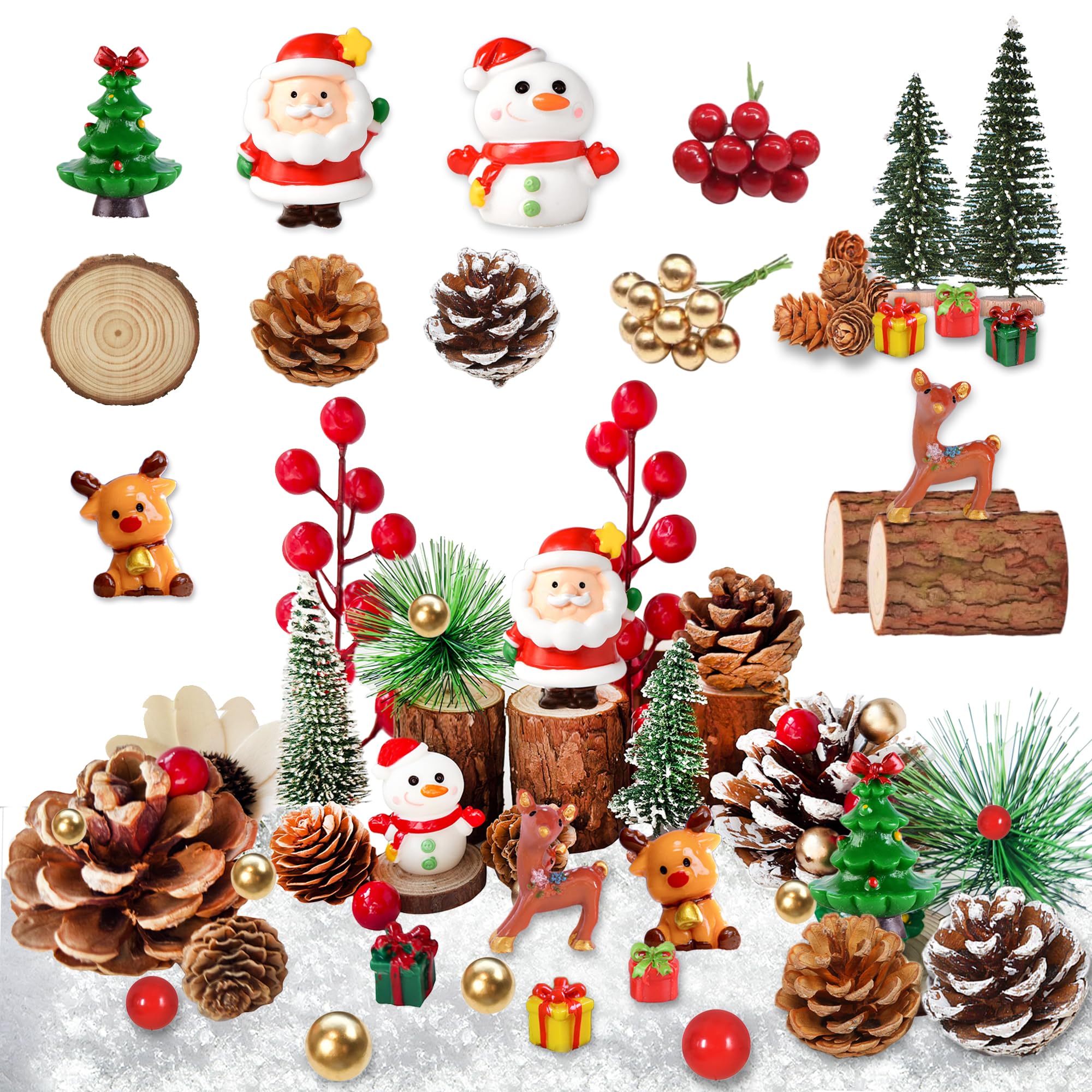 Figurines de Noël et mini ornements décoratifs pour table et sapin