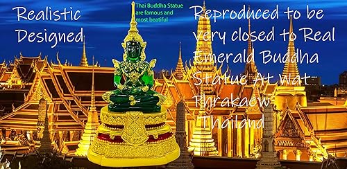 Miniatura 12 de BUDDHO Estatua de Buda de esmeralda para meditar, sentada de 11 pulgadas de alto, estatua de Buda tailandesa decoración del hogar, estatua de Buda