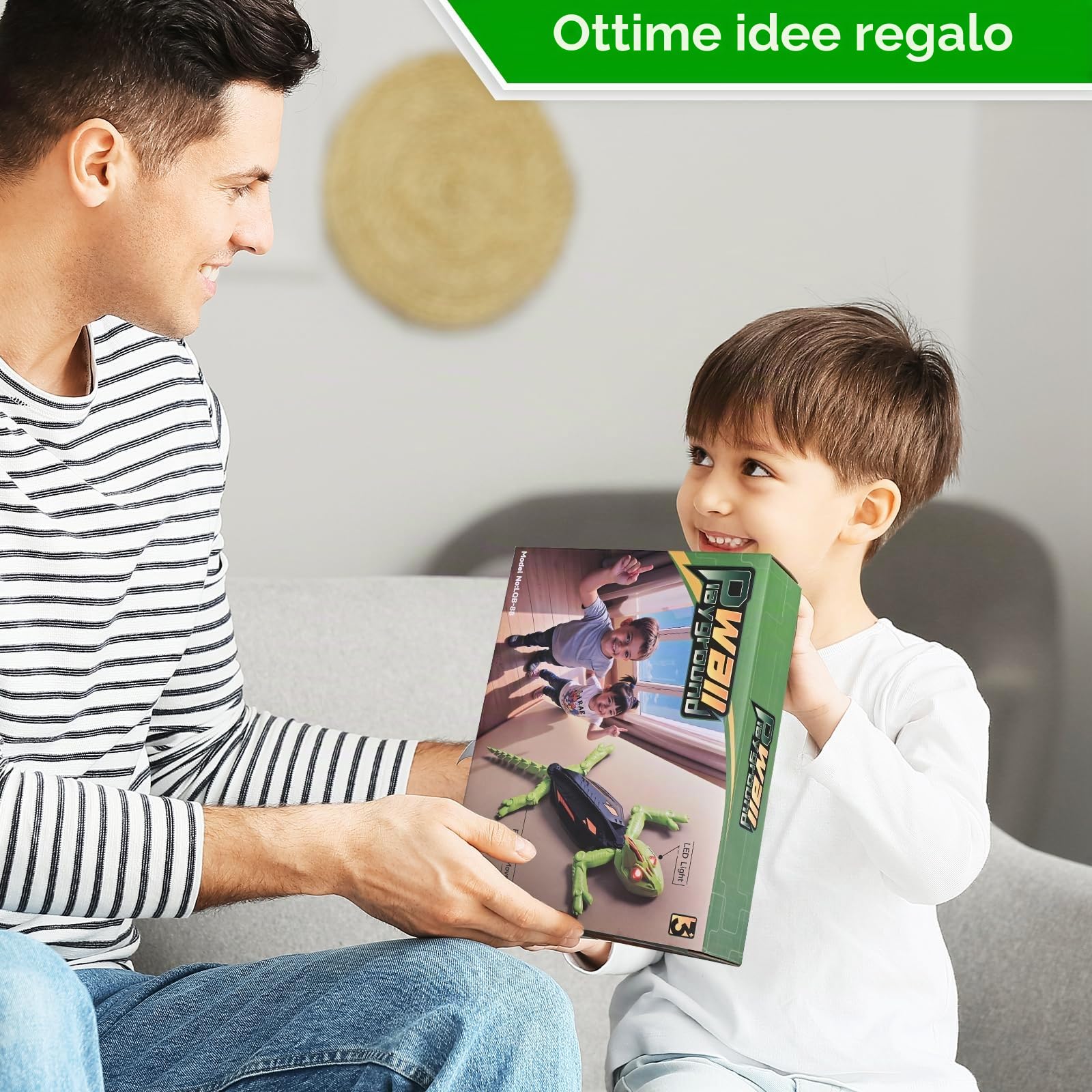 Euakee Ricaricabile Camaleonte Telecomandato, Geco Telecomandato con occhi a LED, Geco Interattivo, Lucertola Robot Giocattoli, Giocattolo per Bambini e Bambine, 4+ Anni (A)