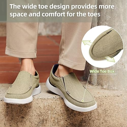 Miniatura 8 de OrthoComfoot Zapatos ortopédicos cómodos sin cordones para hombre con soporte de arco, mocasines ortopédicos para fascitis plantar, zapatos de lona