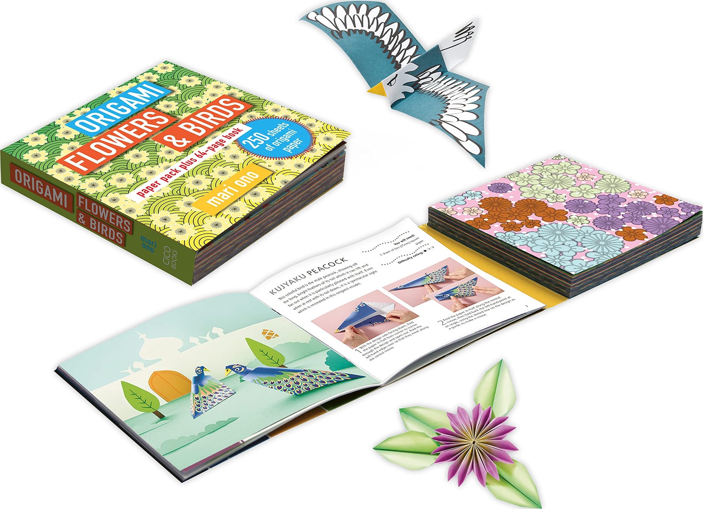 Origami Flowers and Birds: Paper pack plus 64-page book