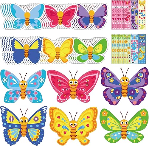 Kepeel 36 paquetes de mariposas de primavera para niños, kits de manualidades de primavera para hacer tu propia mariposa, juego de manualidades de