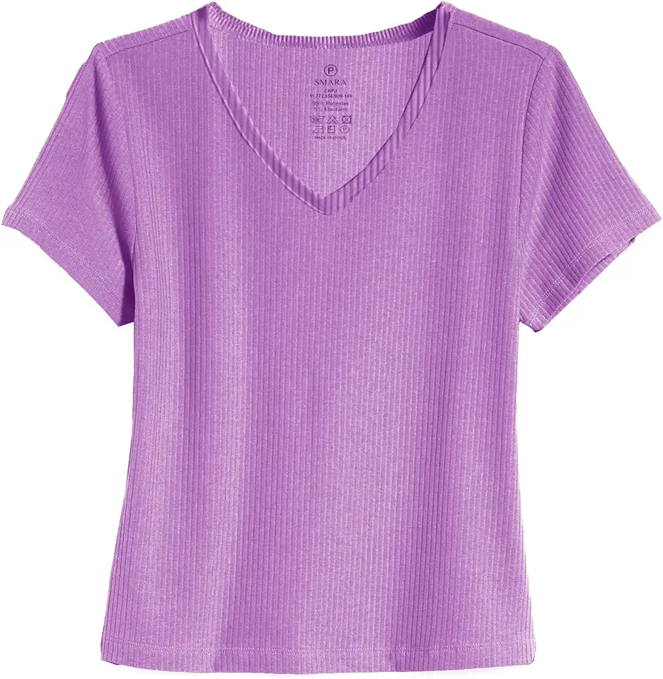 Blusa Blusinha Feminina T Shirt Canelada Manga Curta Gola V