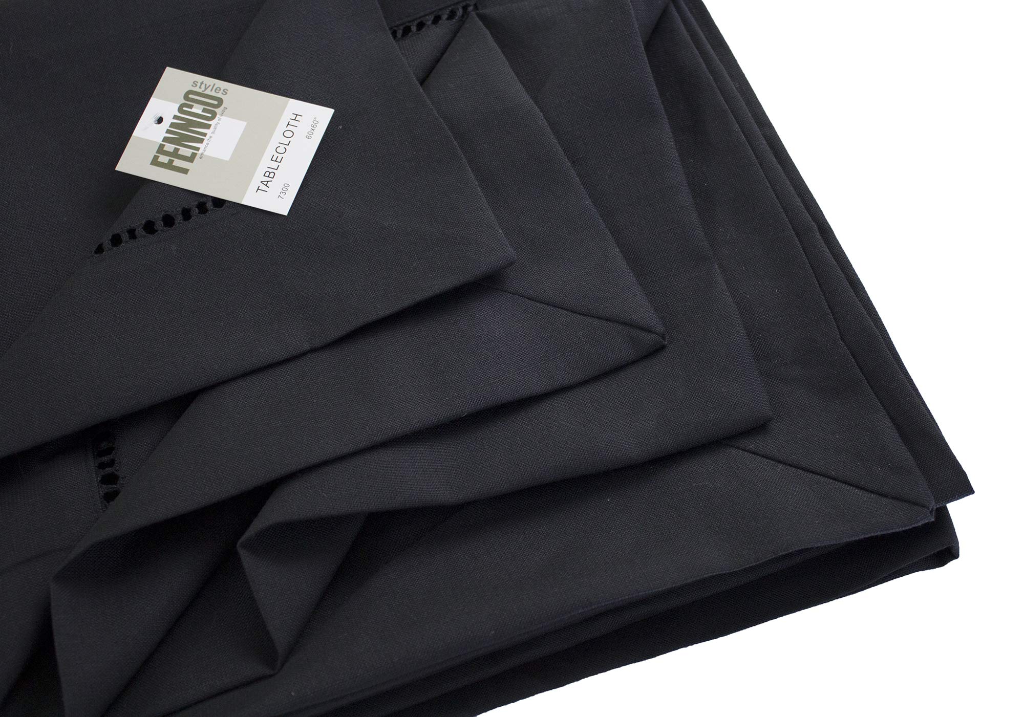 Fennco Styles Rochester Collection Classic Hemstitched Solid Color Daily Use Table Linens for Home Décor, Dinner Parties, Wedding, Machine Washable, Black, 18