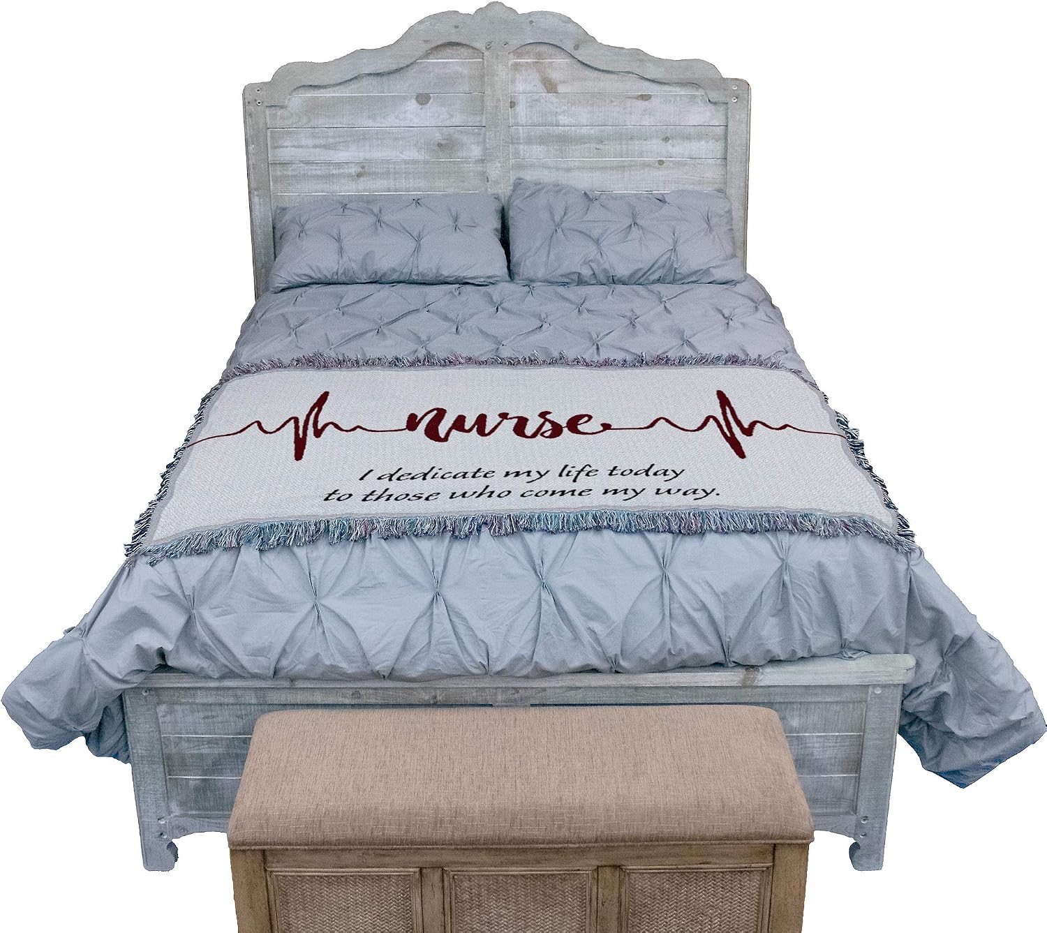 Pure Country Weavers I Dedicate My Life Blanket - Nurse Heartbeat Red Line - Medical Professional - Gift Tapestry Throw for Back of Couch or Sofa Woven from Cotton - Made in The USA (61x36)