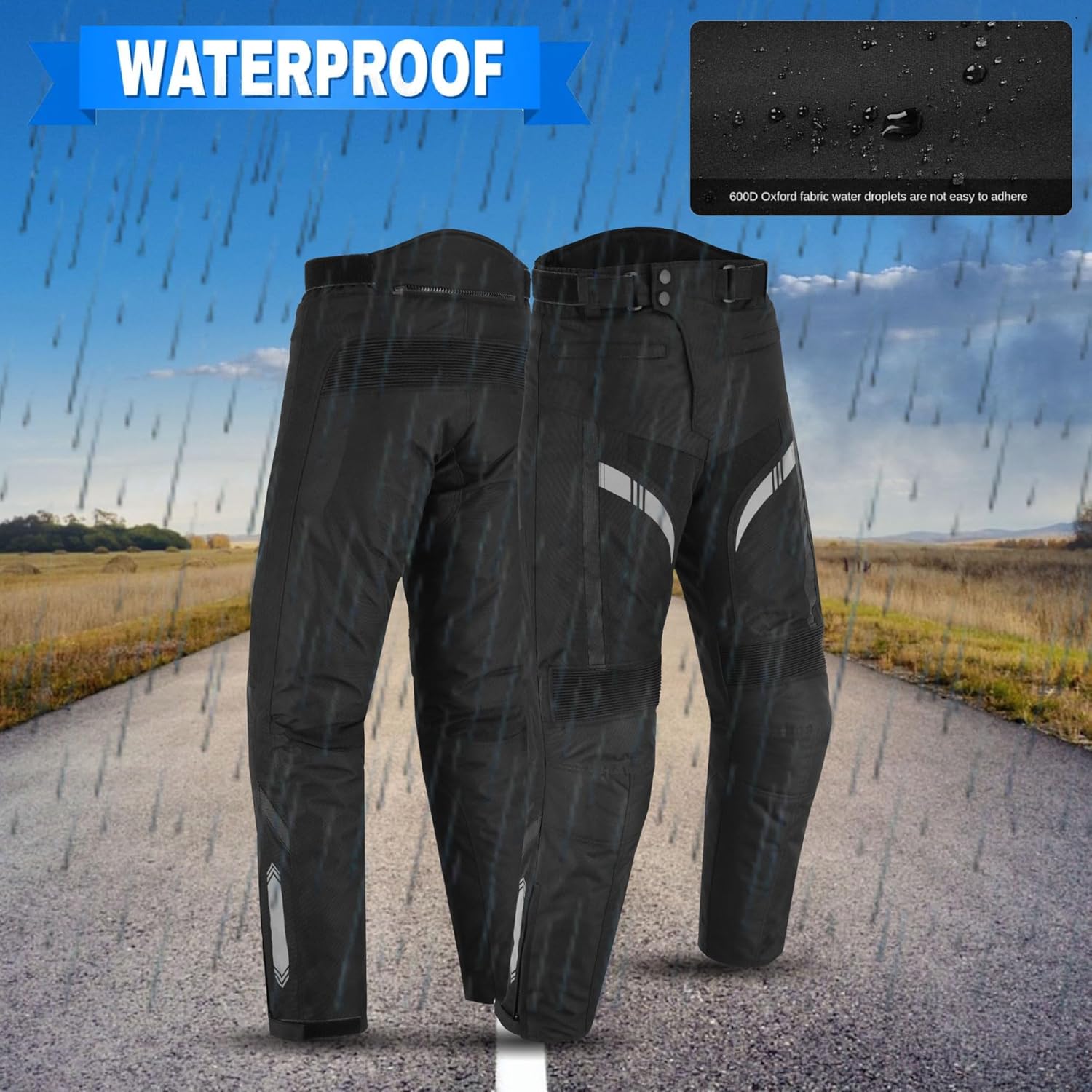 Men Motorcycle Waterproof Textile Cordura Trouser CE Approved Protection Motorbike Riding Hip Knee Protective Pant - Image 4