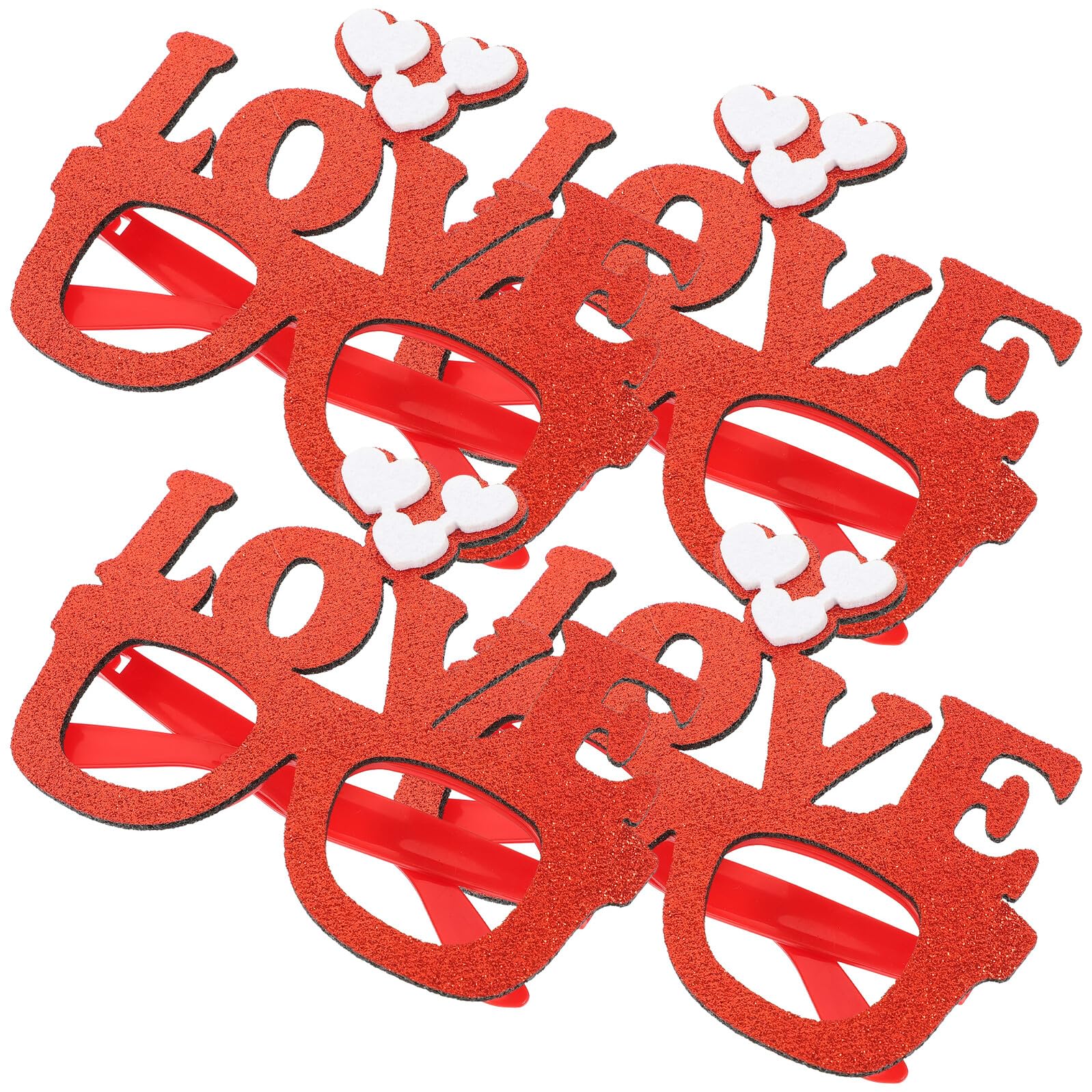 Toyvian 4Pcs Valentine’S Day Heart-Shaped Party Glasses Frames Red Photo Booth Props for Women Romantic Party Favor Eyewear Accessories