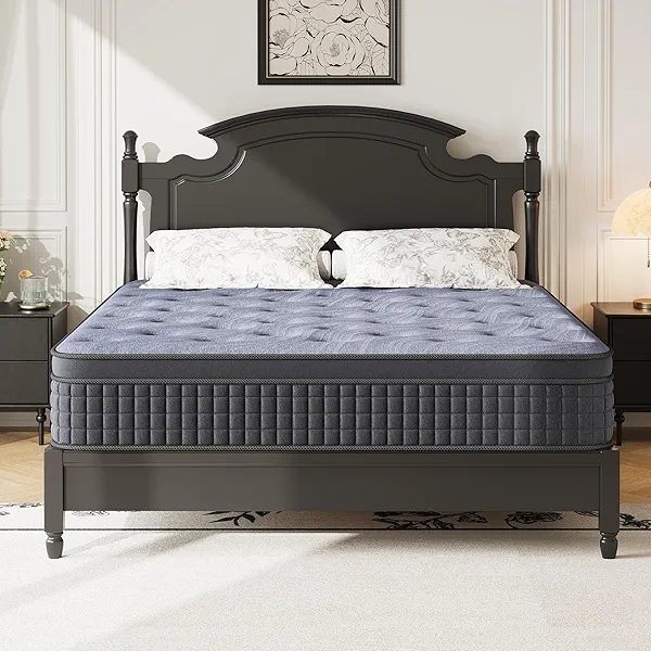 BedsPick Queen Mattress 12 Inch - Hybrid Pocket Spring Mattress in a Box, Medium Firm with Motion Isolation for Pressure Relief, CertiPUR-US Certified