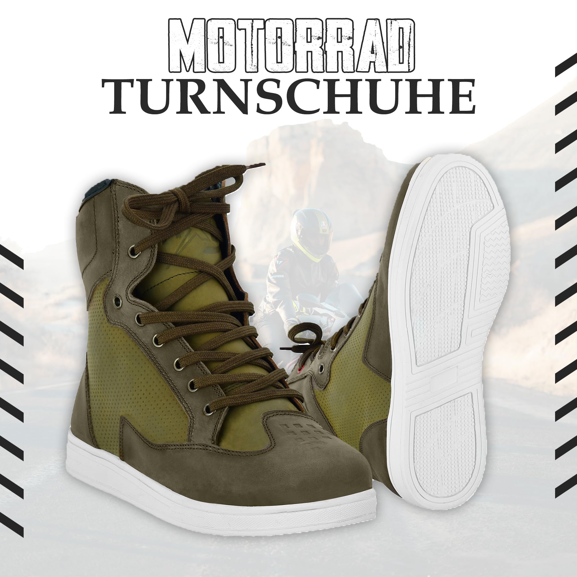 Motorradschuhe für Damen und Herren schützende Fahrschuhe mit verstärktem Knöchelbereich rutschfeste Sohle