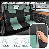 Vista 4 de BDK PolyPro - Juego completo de fundas de asiento de auto en menta sobre negro – Fundas de asiento delantero y trasero divididas para auto