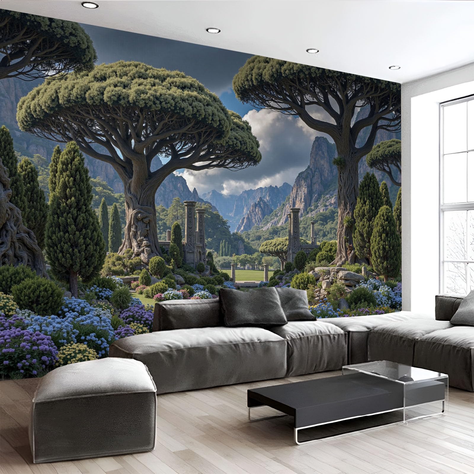 Papier peint panoramique pour habiller un grand fond de décor TV avec style