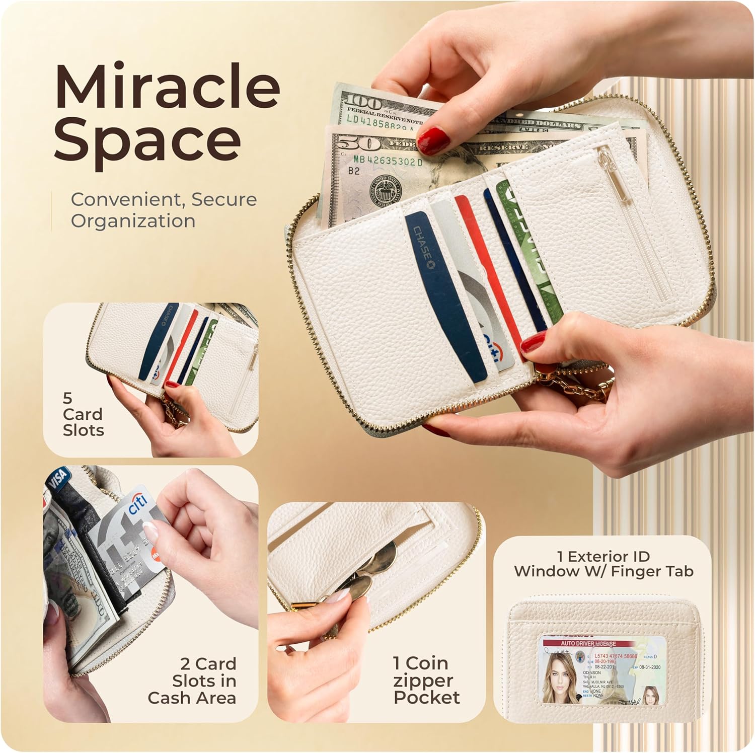 Claasico Bifold Wallet for Women RFID Blocking | Genuine Leather Zip Wallet & Ladies Coin Pocket | Stylish Credit Card Holder | Travel Wallet with Anti-Theft Protection - Image 2