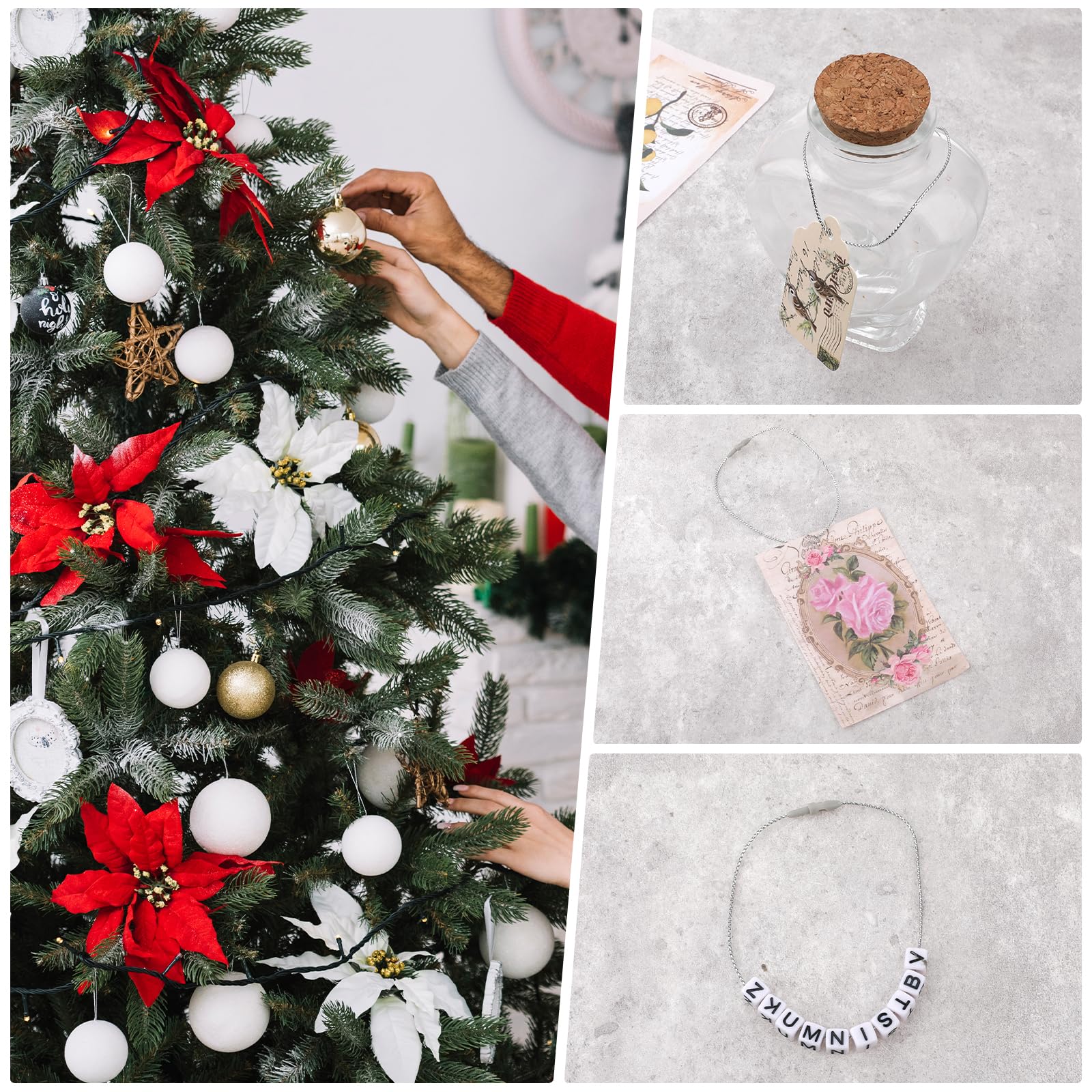 Molain Weihnachtsbaum Aufhänger 300 Stück - Ornament Haken Mit Snap Verschluss | 20cm Gold/Silber