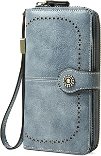 TFKGS Wallet for Women RFID Blocking Leather Large Capacity Card Holder Ladies Phone Clutch Travel Long Purse Wristlet