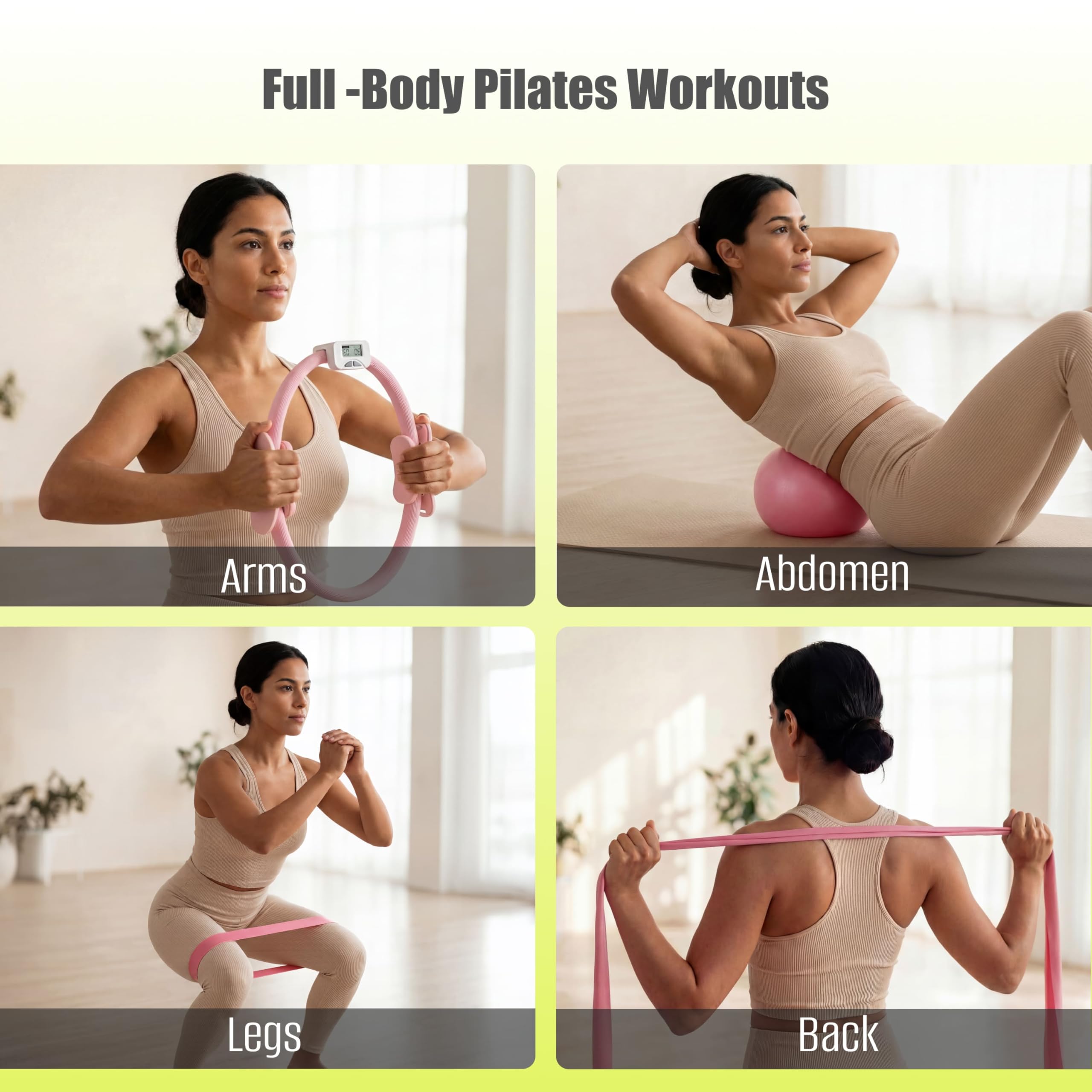 MaxU Anelli di allenamento fitness per pilates e yoga-FS dotati di funzione di conteggio