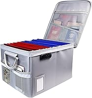Vista 9 de TOMKID Archivador ignífugo con cerradura, organizador de documentos ignífugo, caja de archivos plegable, archivador con asa para certificaciones