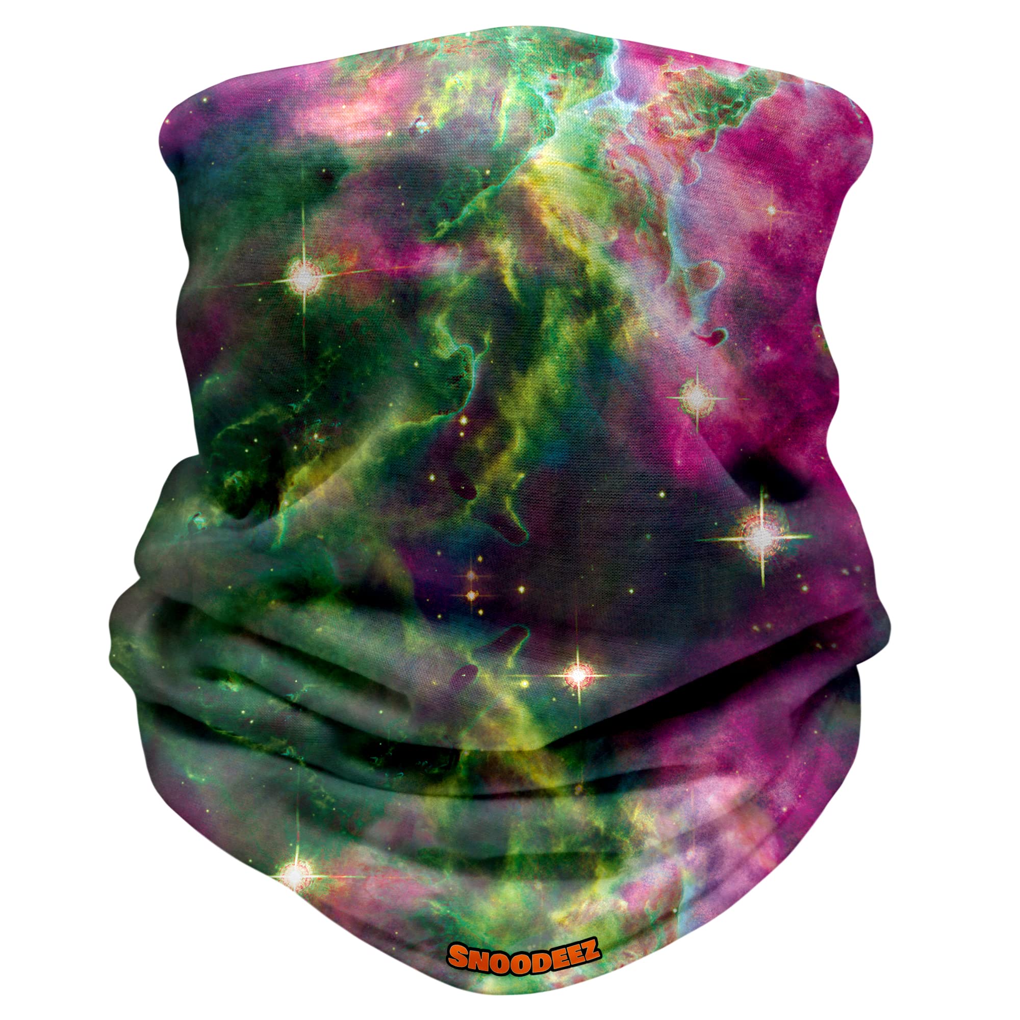 Kids Cosmic Space Multifunctional Snood Headwear neck tube (Pink Green, One Size)
