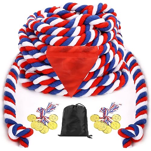 60FT Tug of War Rope - Outdoor Games for Adults and Family, Field Day Game, Yard Games Kids and Adults Carnival Birthday Party, Picnic, Team Building Outdoor Activities