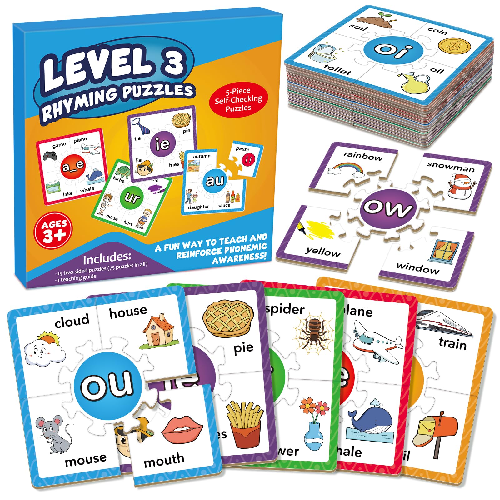 Edulok Phonics Puzzle Games, Spelling Games, Phonics Flash Cards, Sight Word Flash Cards for Toddlers, Learning Educational Toys, Kids Preschool Learning Activities, Homeschool Supplies, Learn to Read