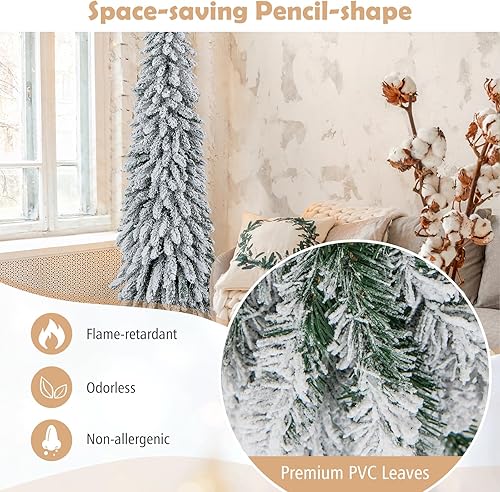 Miniatura 129 de Goplus Árbol de Navidad negro sin luz de 7.5 pies, árbol de Halloween artificial con 1258 puntas de rama, soporte de metal, árbol completo